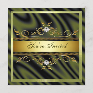 Invitation élégante Te de soie/satin de vert olive