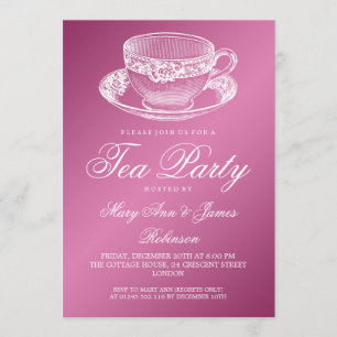 Invitation Elégante Tea Party Coupe de Thé Vintage rose