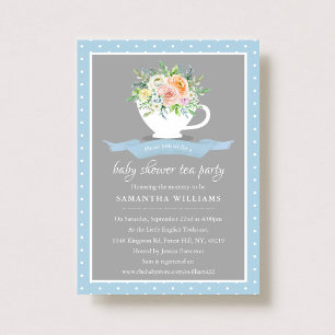 Invitation Elégante Teacup Floral Teacup Baby shower Tea Part