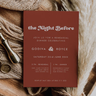 Invitation Élégante Terracotta La nuit avant la répétition