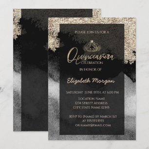 Invitation Elégante Tiara d'or moderne, Marbre, Confetti