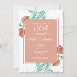 Invitation Elégante Tulipe Brown Printemps 60e anniversaire