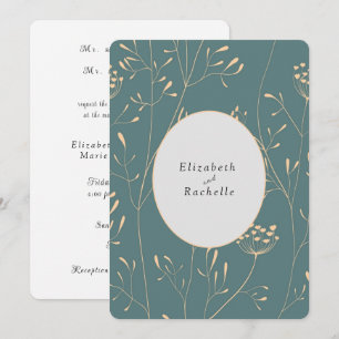 Invitation Elégante Turquoise Cream Flowers Grasses