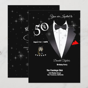 Invitation Elégante Tuxedo 50e anniversaire de fête Invitatio