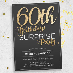 Invitation Élégante typographie or Surprise 60e anniversaire