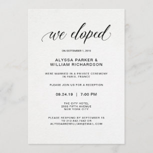 Invitation Élégante Typographie Simple Nous Avons Elopé   Réc