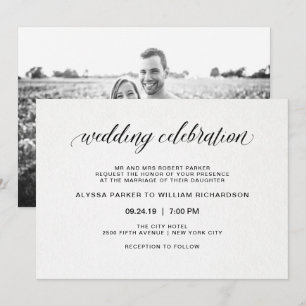 Invitation Élégante typographie simple Photo sur le Mariage
