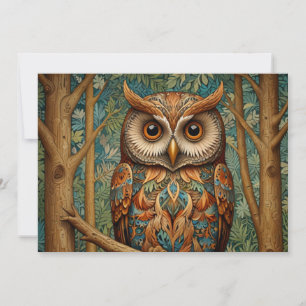 Invitation Élégante végétation forestière de hibou rétro