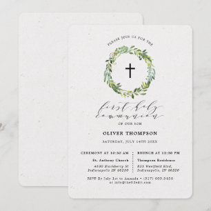 Invitation Élégante végétation Première communion d'Eucalyptu