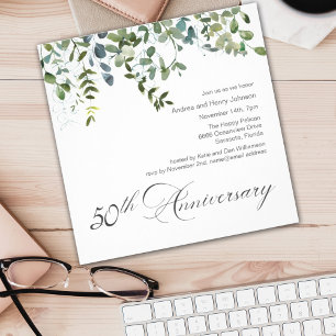 Invitation Élégante verdure 50e anniversaire de mariage