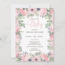 Élégante verdure Baby shower floral rose
