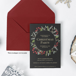 Invitation Elégante verdure Berries rouges Noël
