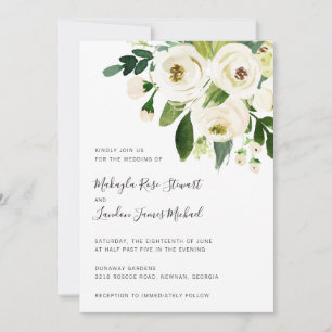 Invitation Élégante verdure Blanc Floral Mariage