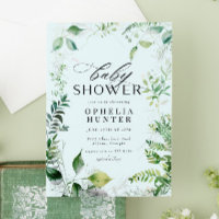 Elégante verdure bleu ciel Baby shower feuillu
