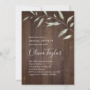 Invitation Élégante verdure bois comté rustique douche de mar