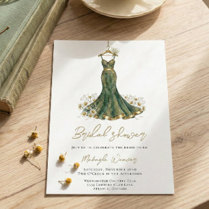 Invitation Élégante verdure et robe de mariée Baby Shower
