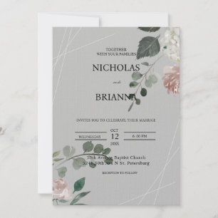 Invitation Elégante verdure Eucalyptus Mariage Feuille Invita