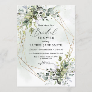 Invitation Elégante verdure feuillage feuille douche nuptiale