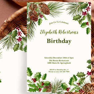 Invitation Élégante verdure hivernale sans année anniversaire