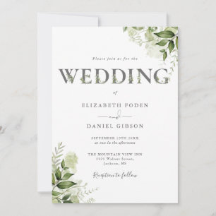 Invitation Élégante verdure Mariage de typographie florale