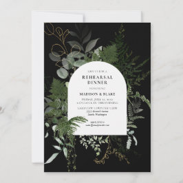 Invitation Élégante verdure Mariage noir Dîner de répétition