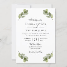 Elégante verdure moderne Feuilles Mariage de print