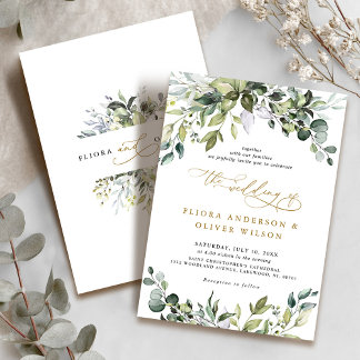 Invitation Élégante verdure rustique Pays Mariage botanique