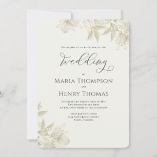 Invitation Élégante Verdure Sage Vert Floral Foliage Simple