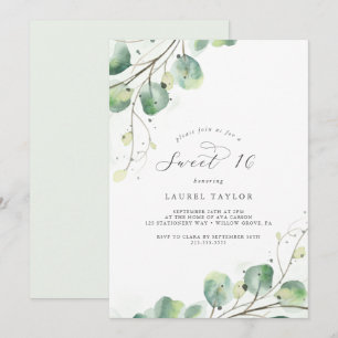 Invitation Elégante verdure Sweet sixteen Anniversaire Invita