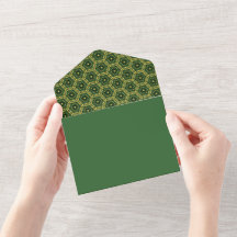 Invitation Élégante Vert Foncé Or Tout En Un