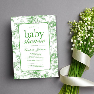 Invitation élégante verte de Baby Shower de chinoi