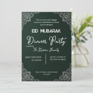 Invitation élégante verte foncée EID MOUBARAK
