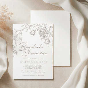 Invitation élégante vintage sépia pour une douche