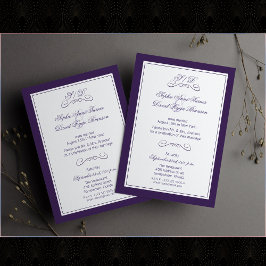 Invitation Elégante Violet Blanc Soirée De Mariage Réception