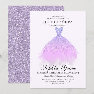 Invitation Elégante Violet violet Parties scintillant Quincea