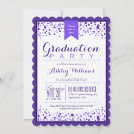 Invitation Élégante Violet Violet & White Graduation Party