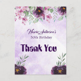 Invitation élégante violette avec motif floral pou