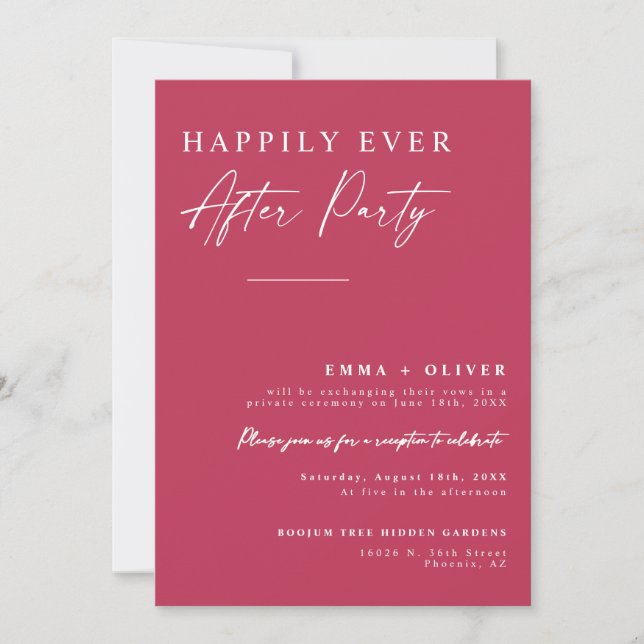 Invitation Élégante Viva Magenta Heureusement Jamais Après QR (Devant)