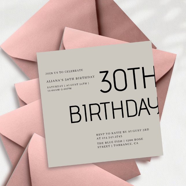 Invitation Elégante voie simple noir et blanc 30e anniversair (Créateur téléchargé)