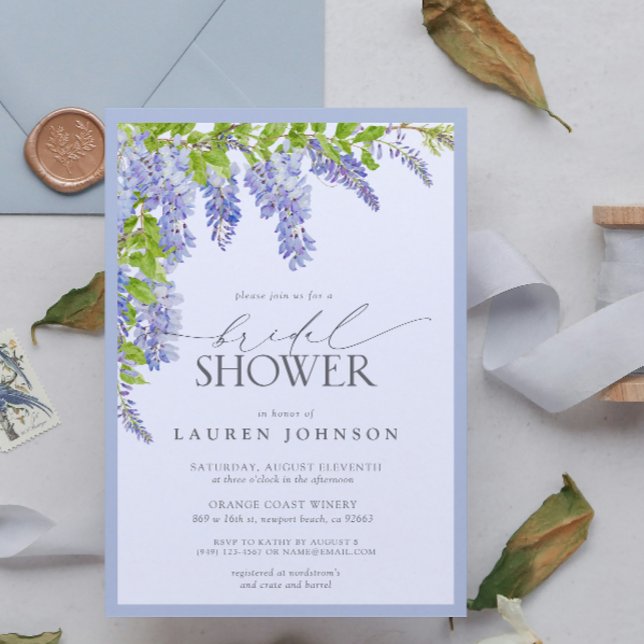 Invitation Elégante Wisteria Aquarelle Fête des mariées flora (Elegant Wisteria Watercolor Floral Bridal Shower Invitation!)