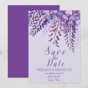 Invitation Elégante Wisteria Floral Purple Mariage moderne