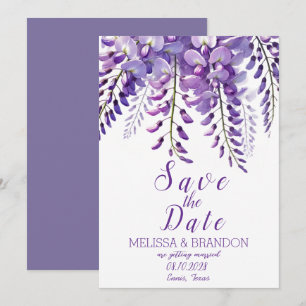 Invitation Elégante Wisteria Floral Purple Mariage moderne