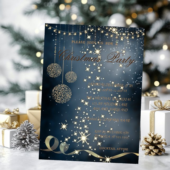 Invitation Élégantes boules de Noël, fête de Noël (Créateur téléchargé)