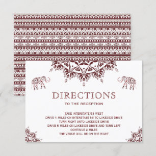 Invitation Élégantes directions de mariage indien au henné bo