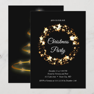 Invitation Élégantes étoiles à paillettes noires