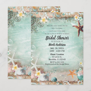 Invitation Élégantes étoiles de mer perles douche de mariée p