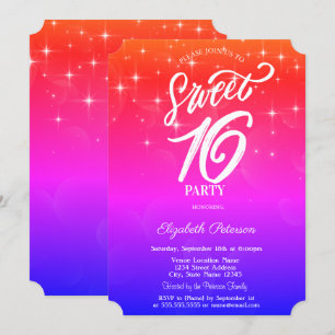 Invitation Élégantes Étoiles Ombre Sweet 16