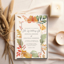 Élégantes Feuilles Automnales Aquarelle Mariage Iv