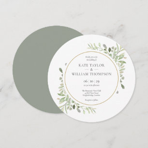 Invitation Élégantes feuilles de verdure mariage circulaire