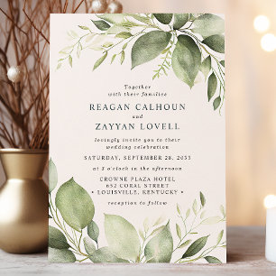 Invitation Élégantes feuilles d'eucalyptus Mariage Moderne